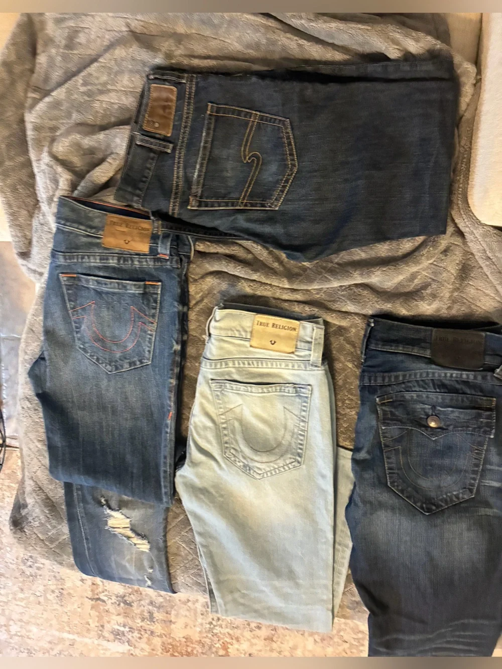 True Religion/Silver Men's Jeans Trio +1 in Dark Blue, Medium Blue & Light Blue